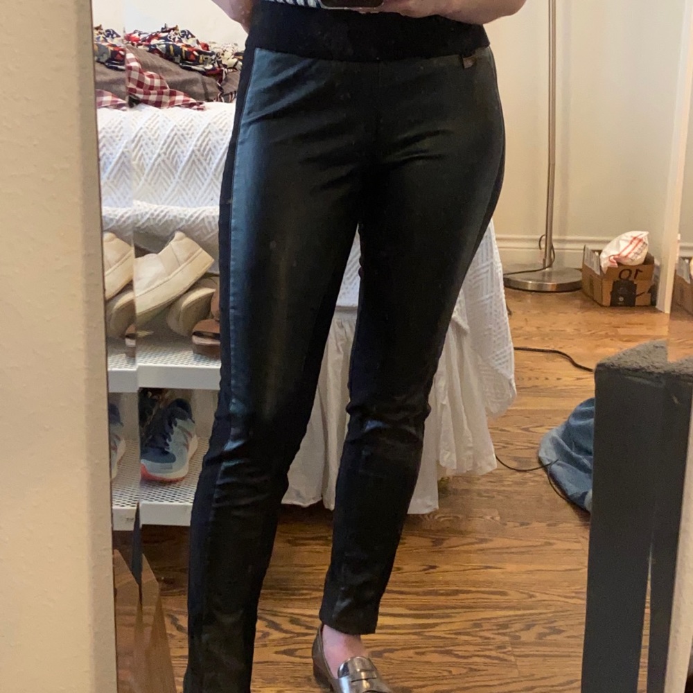 Nylon leather-like fronted pants